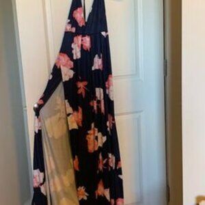 blue/floral dress, S